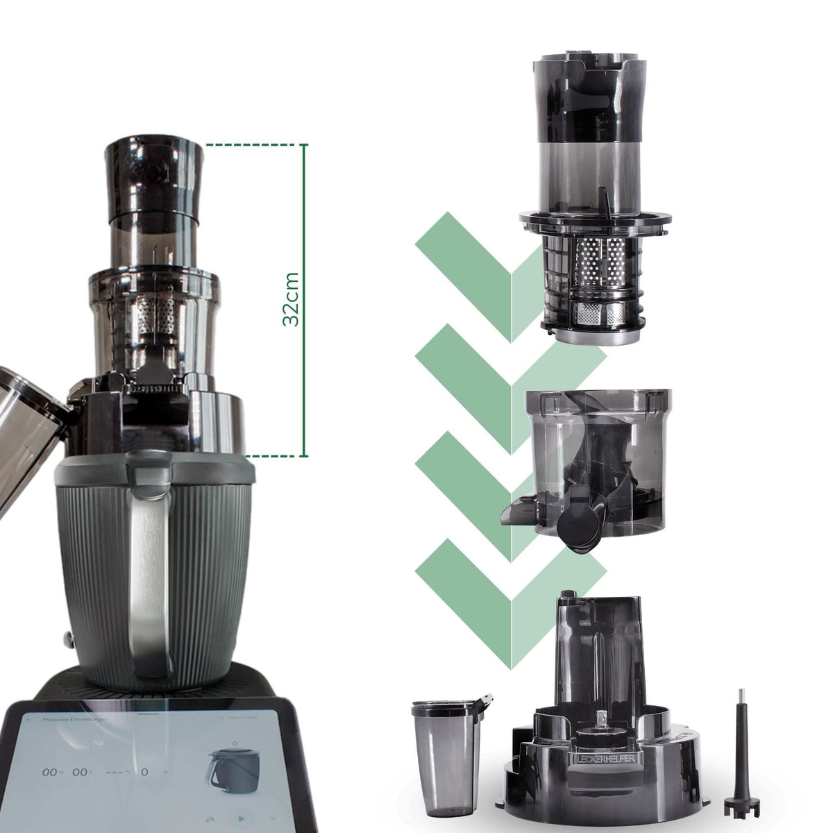 SaftPRO | Slowjuicer / Entsafter inkl. Adapterdeckel V2 für Thermomix TM7