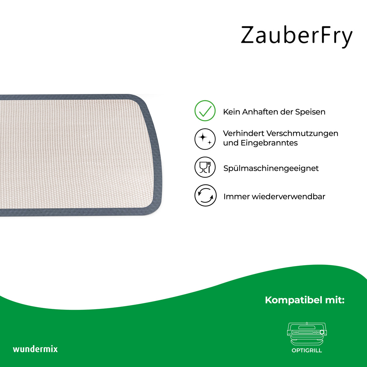 ZauberFry | Dauerbackmatte aus Silikon kompatibel mit Tefal OptiGrill
