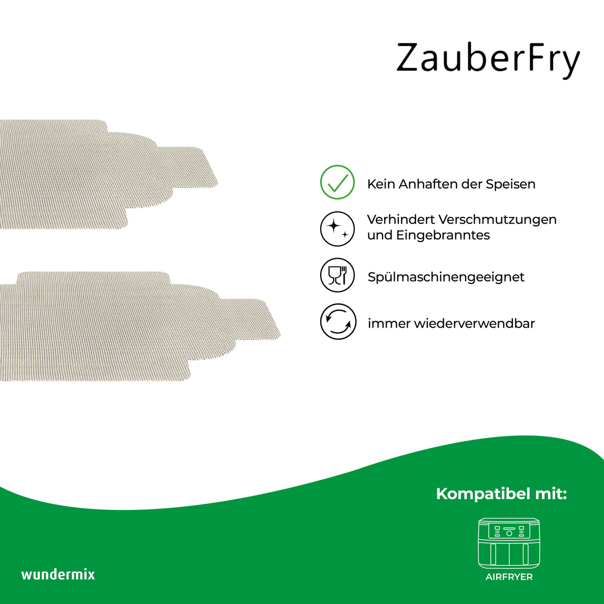 ZauberFry | Dauerbackmatten aus Silikon kompatibel mit Ninja Airfryer (2er-Set)