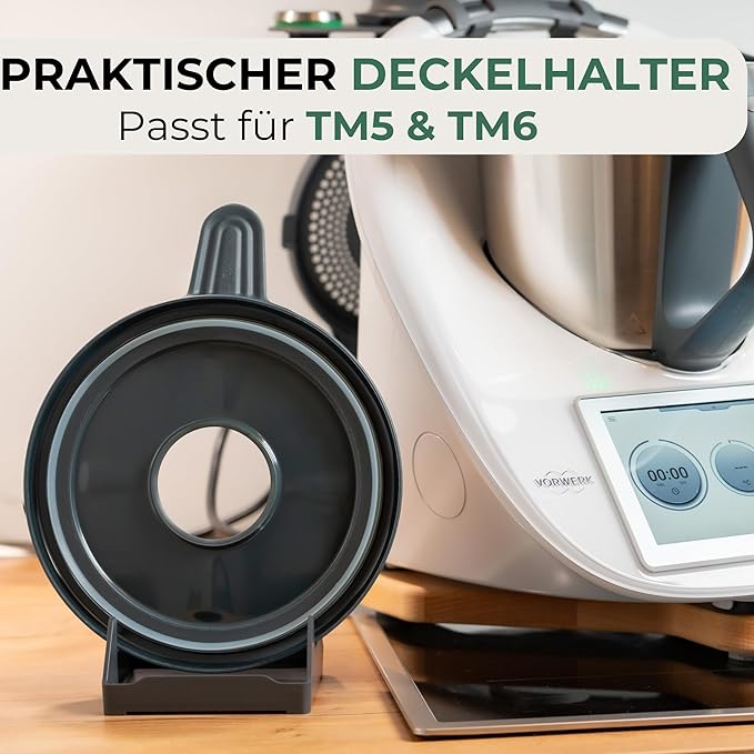 STERNEKOCH Deckelhalter mit Abtropfschale für Thermomix TM6, TM5 und Monsieur Cuisine Compact