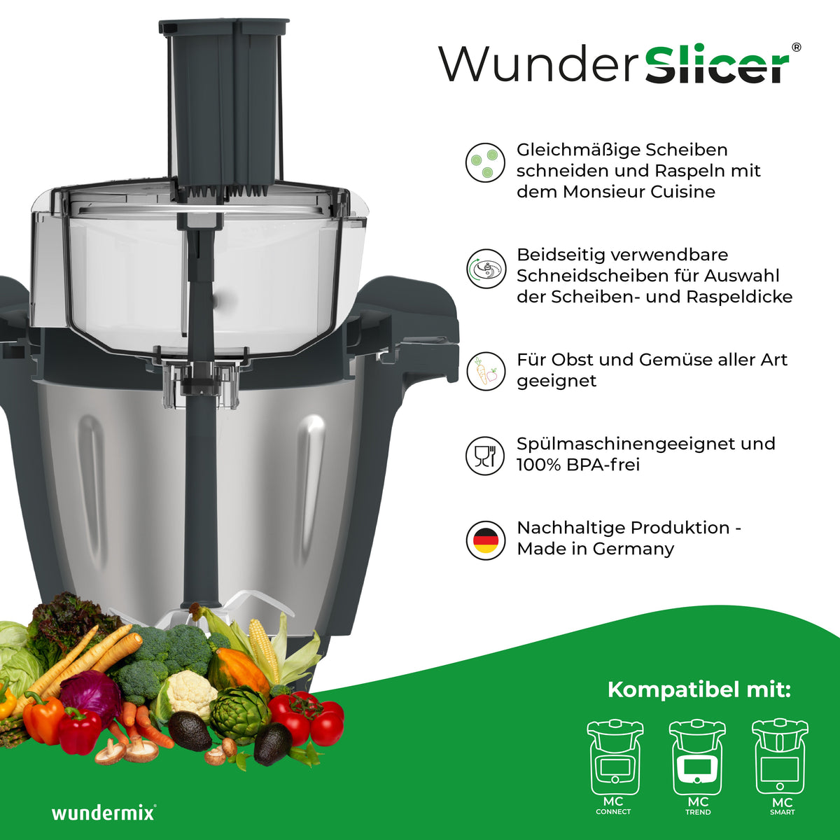WunderSlicer® V2 | Gemüseschneider für Monsieur Cuisine Connect, Trend & Smart