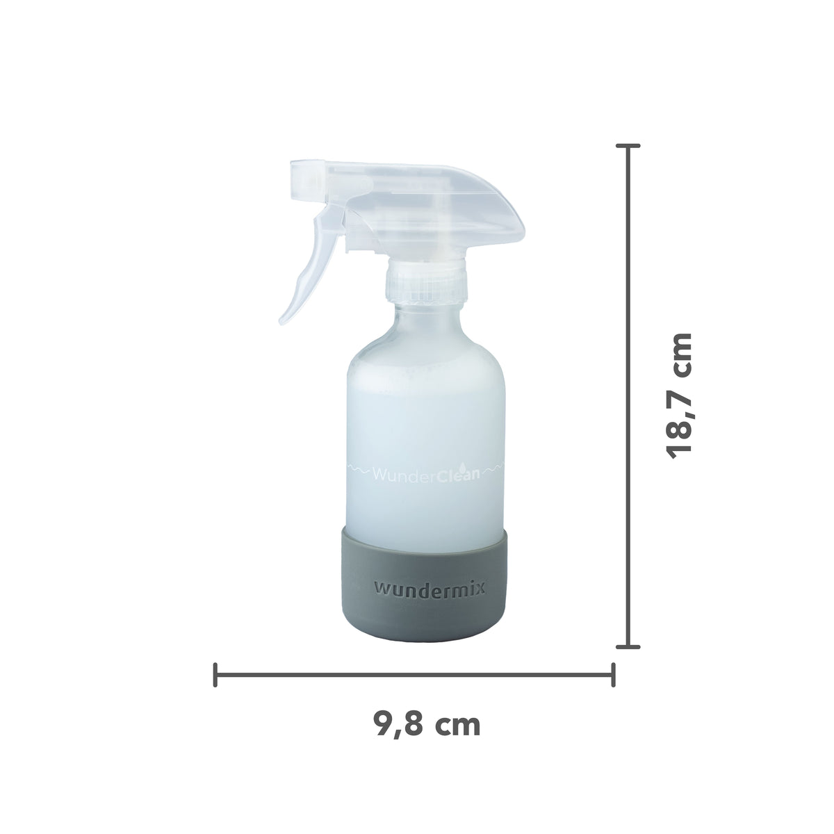 WunderClean Sprühflasche | 240 ml Glasflasche mit Silikon-Bruchschutz für WunderClean Reiniger