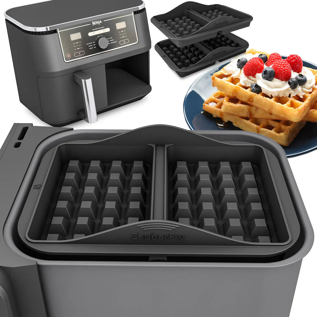 ZauberFry | Backform Waffeleinsatz kompatibel mit Ninja Airfryer (2er-Set)