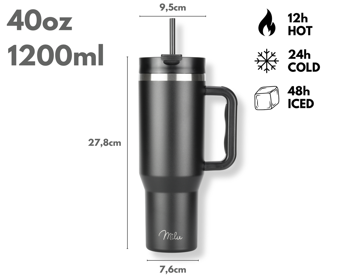 Milu Edelstahl Tumbler-Set 1200 ml, 3-tlg., 3D Leoparden-Print, mit Trinkhalm