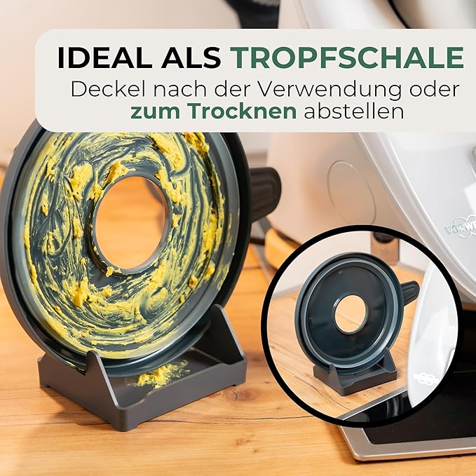 STERNEKOCH Deckelhalter mit Abtropfschale für Thermomix TM6, TM5 und Monsieur Cuisine Compact