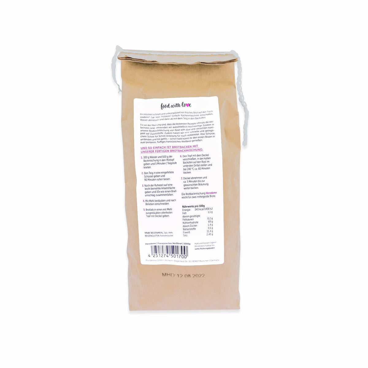 Brotbackmischung «Herzdame» | Französisches Weißbrot | 1000g
