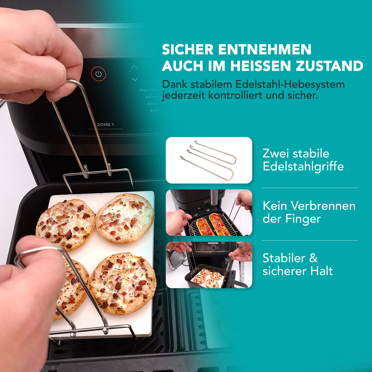 WunderFry | Airfryer Pizzastein mit Edelstahlrahmen