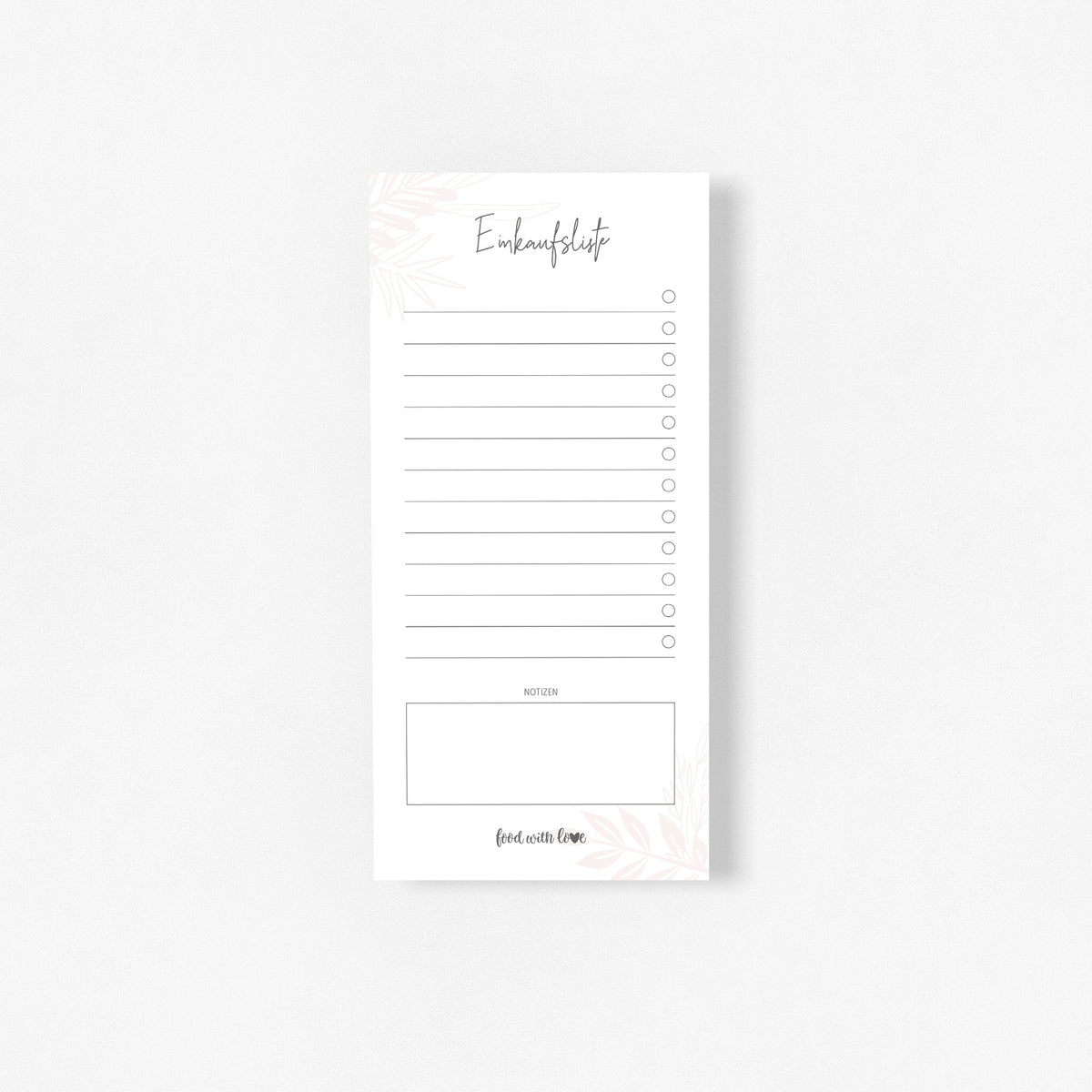 Einkaufsliste «food with love» | 50 Blatt