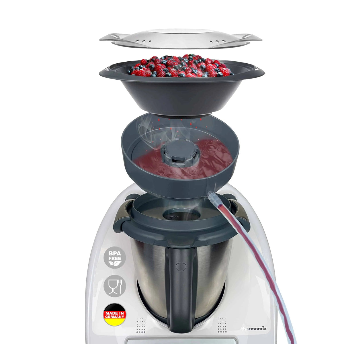 Dampfentsafter-Aufsatz von MixFino® für Thermomix TM6, TM5, TM31 und TM Friend