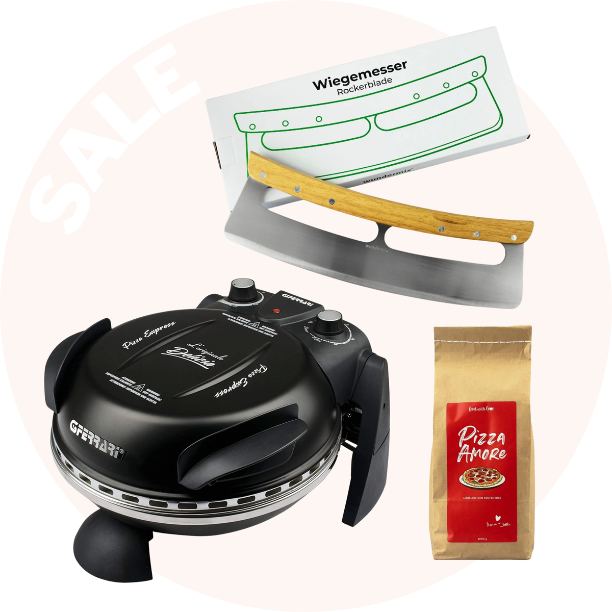 Pizza Set „Amore“ | Pizzaofen + Wiegemesser + Backmischung